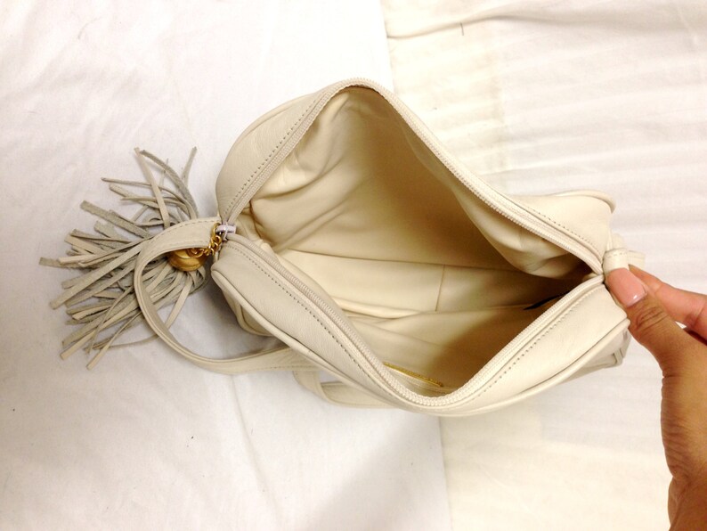 Courtenay leather purse, bag ,Tan, Bone ,Shoulder Bag, Bags purse, withTassel image 2