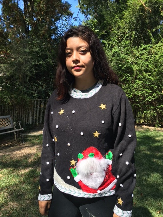 Ugly Christmas sweater, knit sweater, beaded sequ… - image 1