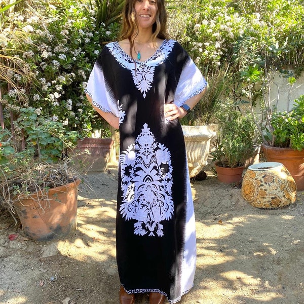 Soft flowy Kaftan Dress,Long dress , Maxi,Large,XL,XXL,Soft Rayon ,Caftan, Tunics Casual ,Loose, Maxi Dresses ,Black, White, Tan