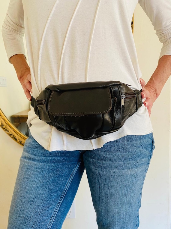 Brown leather Fanny Pack, Leather ,Hip Bag ,Dark C