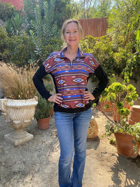 Pullover Top, Long sleeve, Indian designs, Black,… - image 1