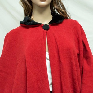 Poncho top, Large Red Poncho Black Collar,red,black,poncho ,Christmas,Halloween image 2