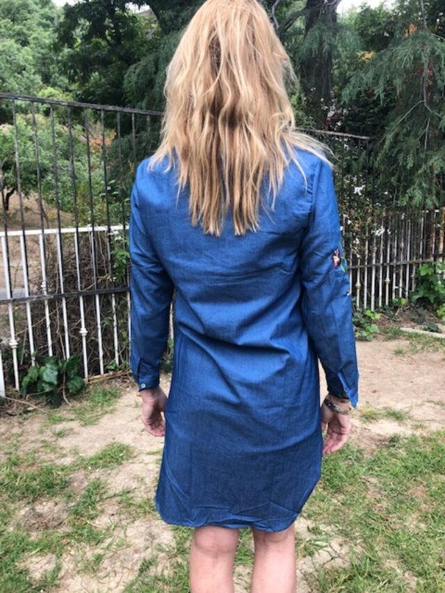 Embroidered denim dress,Blue,denim,dress,Cotton dress, red, flowers Embroidered denim dress,Blue,denim,dress,Cotton dress, red, flowers