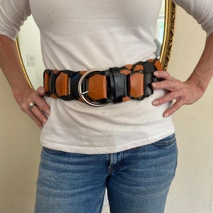 Substantial woven leather belt, Wide leather Belt, woven, boho belt, Small, medium, Large, fits up to 36&quot;