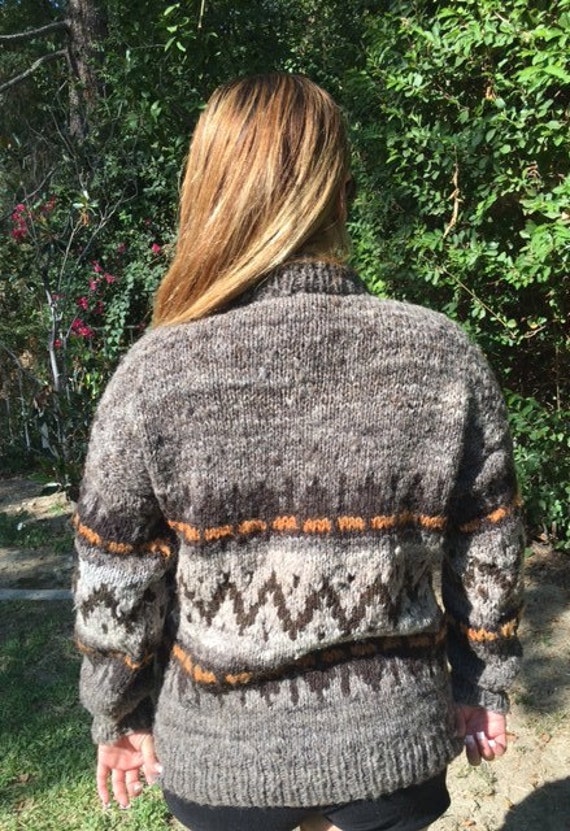 Large wool sweater,brown,tan - image 2