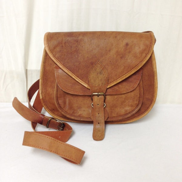 Saddle bag purse,cross body saddle bag, Saddle shoulder Bag Leather Purse light  Brown