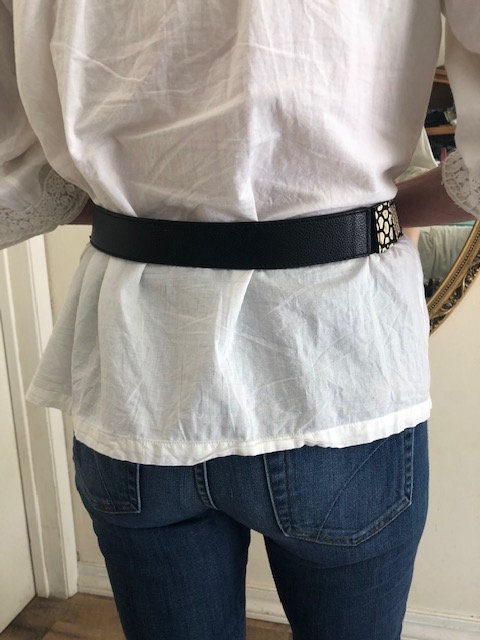 Chicos Boho Belt, Black, Tan, Stretch Belt - Etsy display picture 1