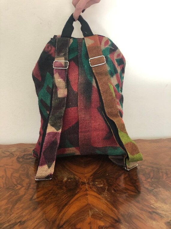 Painted Burlap, backpack bag - image 3