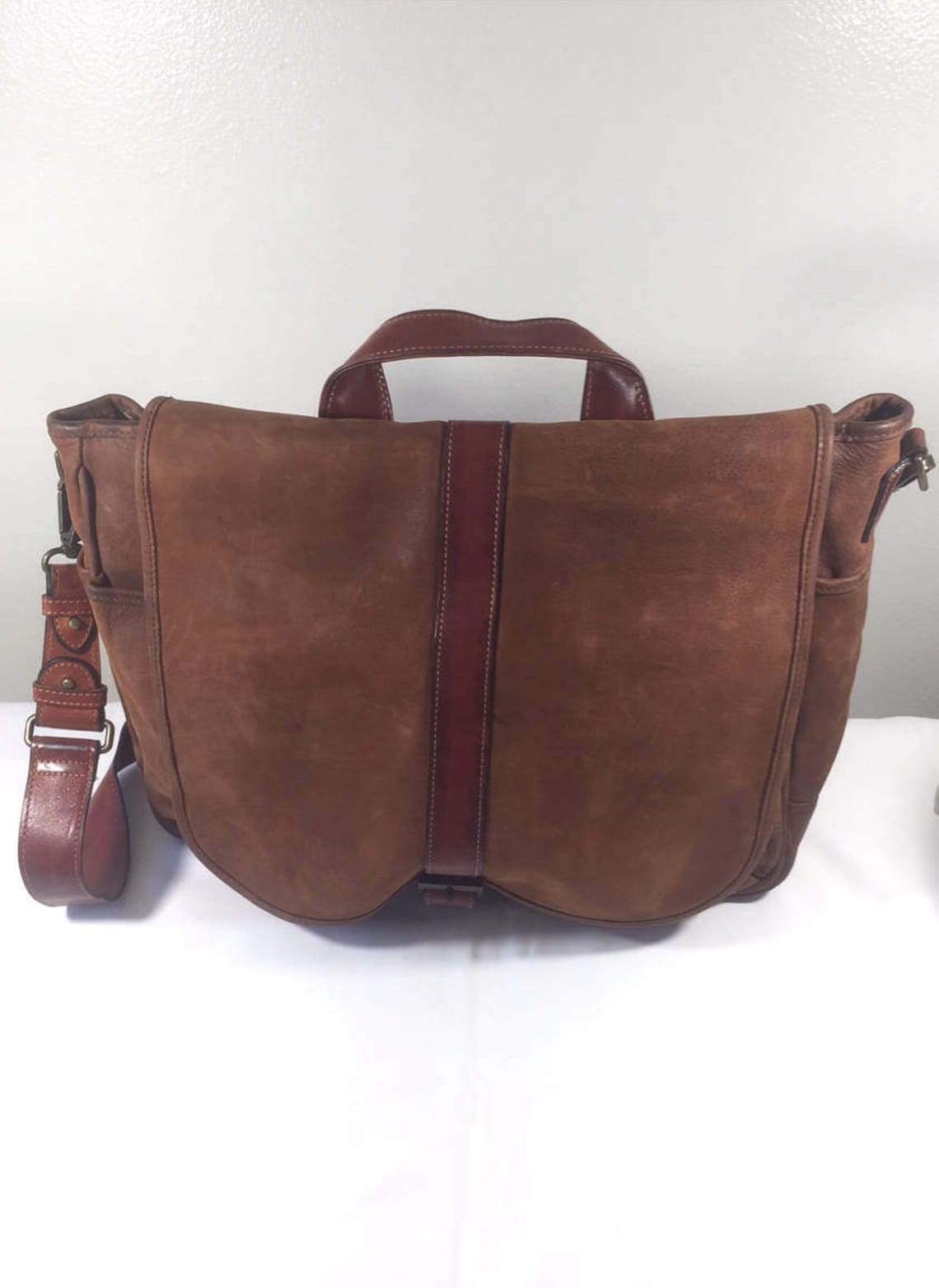 Moore and Giles Brown Leather Briefcase Messenger Bag Etsy