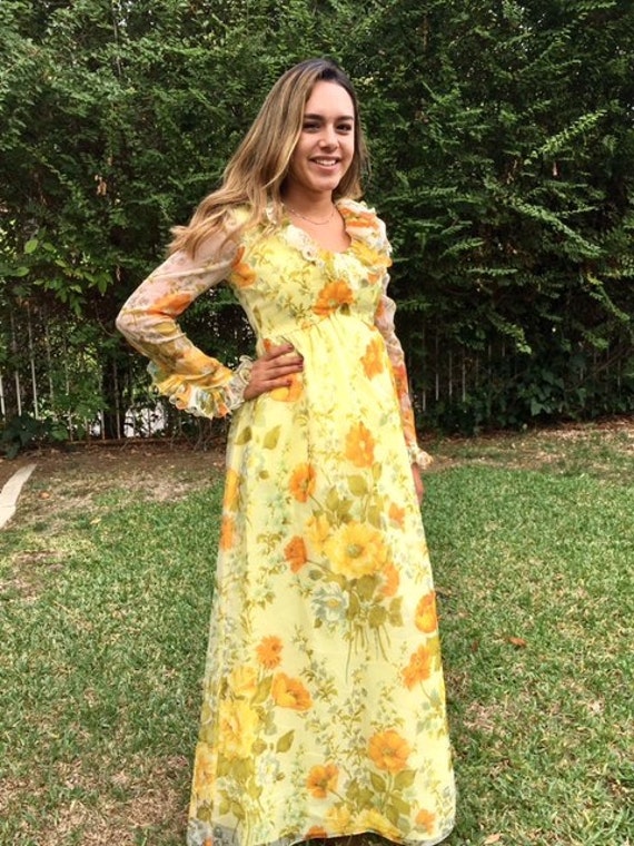 BMbridal Elegent Short-Sleeve Long Bridesmaid Dress Online Yellow Chiffon  Wedding Party Dress | BmBridal