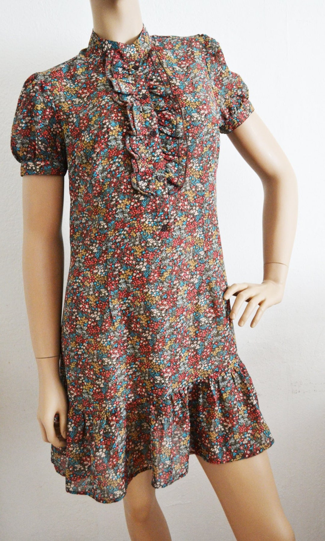 Brown Sheer Sleeve Dress