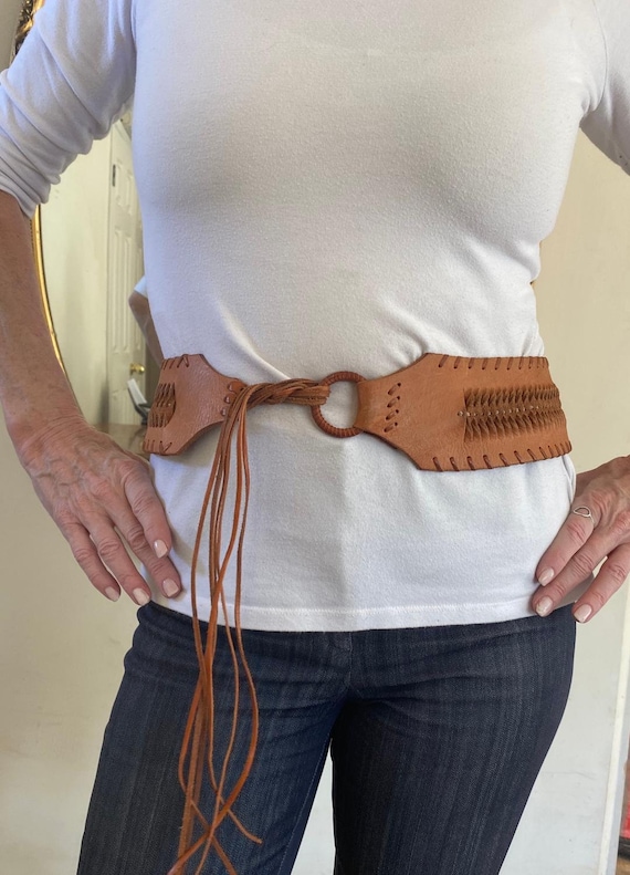 Wide Leather belt, Boho Belt , Tie Belt, cut out, 