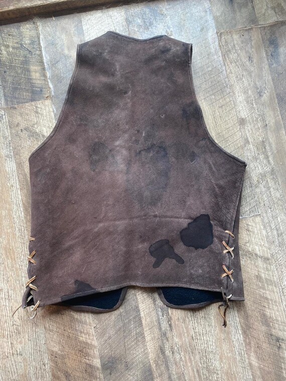 Vintage Leather Motorcycle vest, Suede leather Ve… - image 4