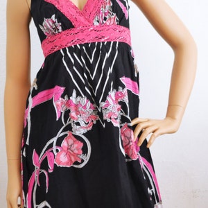 Black Pink dress,Summer Dress ,pink Lace, Medium,M