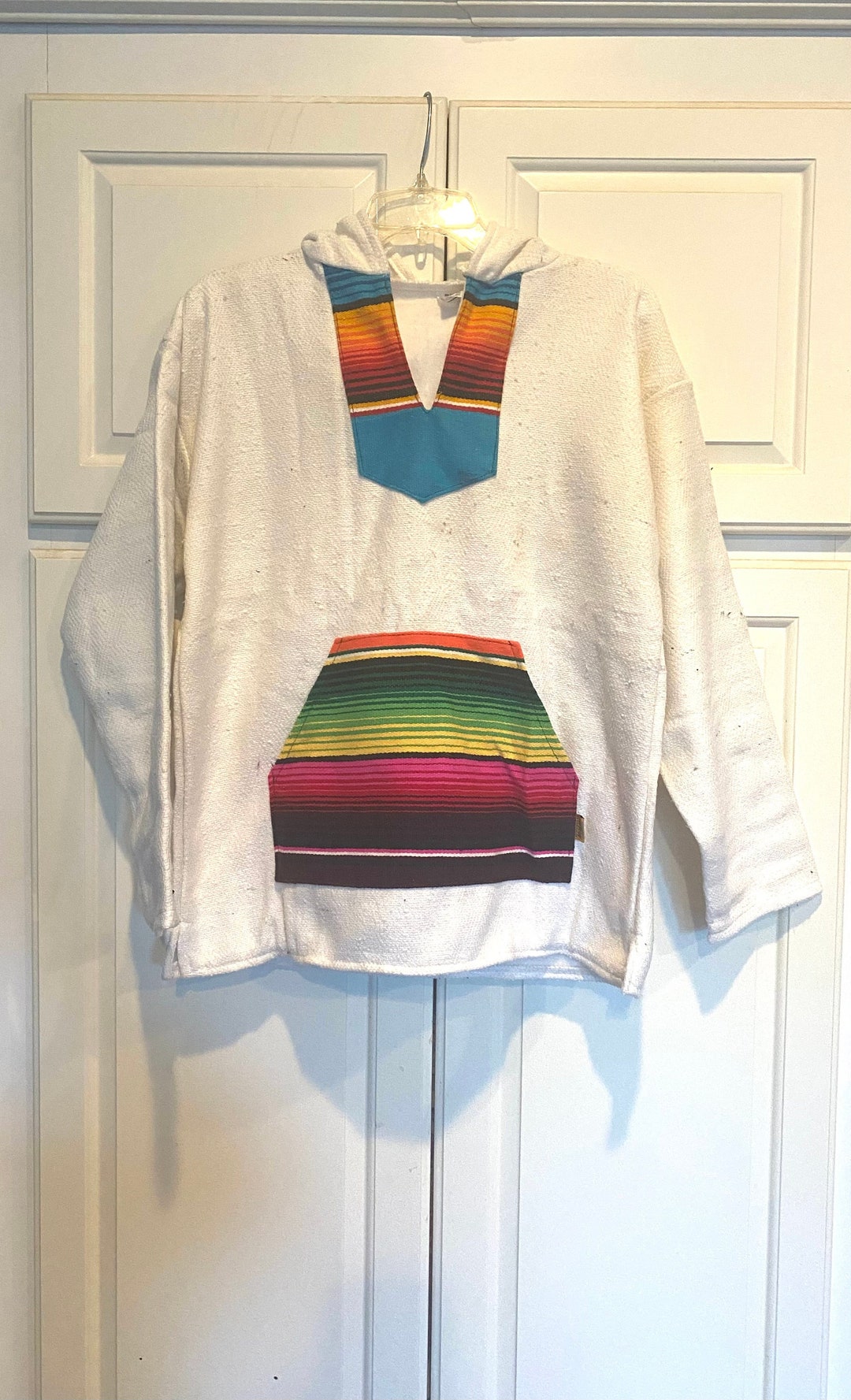 Serape Hoodie small s baja Hoodie hooded Pullover Rainbow hoodie unisex mexican Hoodie green Blue orange Pastel Etsy Canada