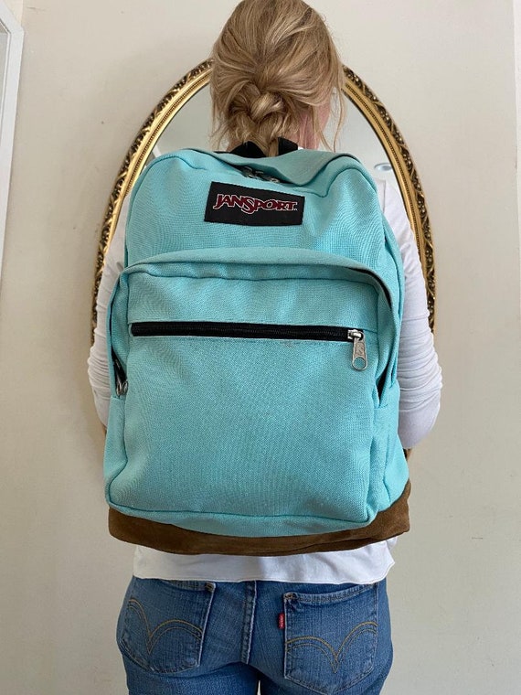 Jansport backpack,Leather Bottom,Backpack bag, Aqu
