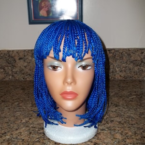 Costume wig ,Blue Braided wig,rasta ,reggae, Unused, Halloween Costume wig,Synthetic Hair .Mannequin By La Buosse