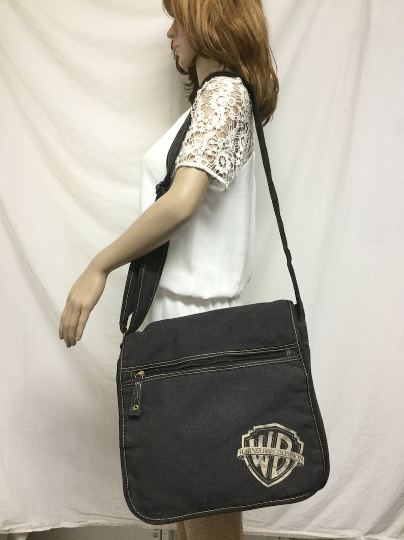 Shoulder Canvas Messenger bag,Warner Brothers Black,canvas Cross Body bag