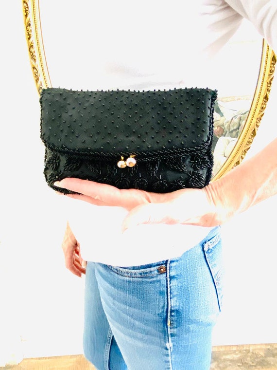 Black beaded formal clutch, purse,bag, black beade