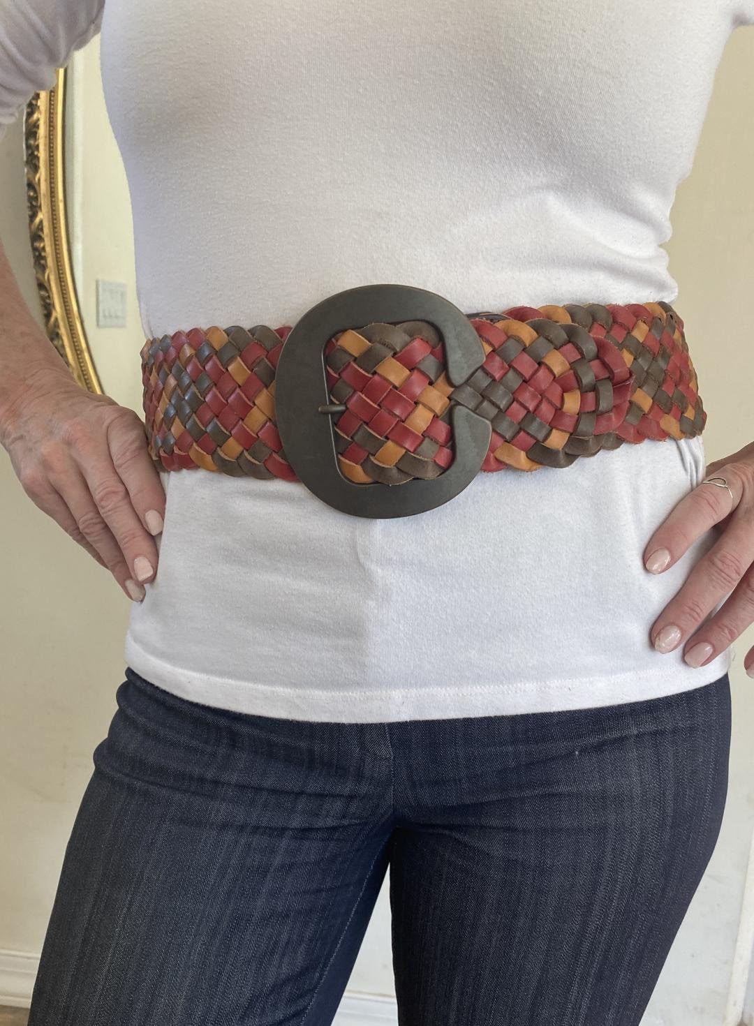 Linea Pella Design Leather Wide Belt Linea Pelle Braided Belt Wide Belts for Women for sale | eBay main image 4