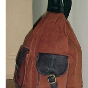 Backpack bag, Large, Leather backpack Hobo satchel, purses bags, 18x14x7 Brown, Black,back pack image 2