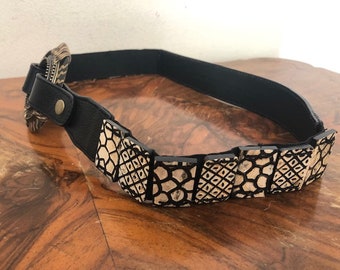 Chicos Boho Belt, Black, Tan, Stretch Belt - Etsy