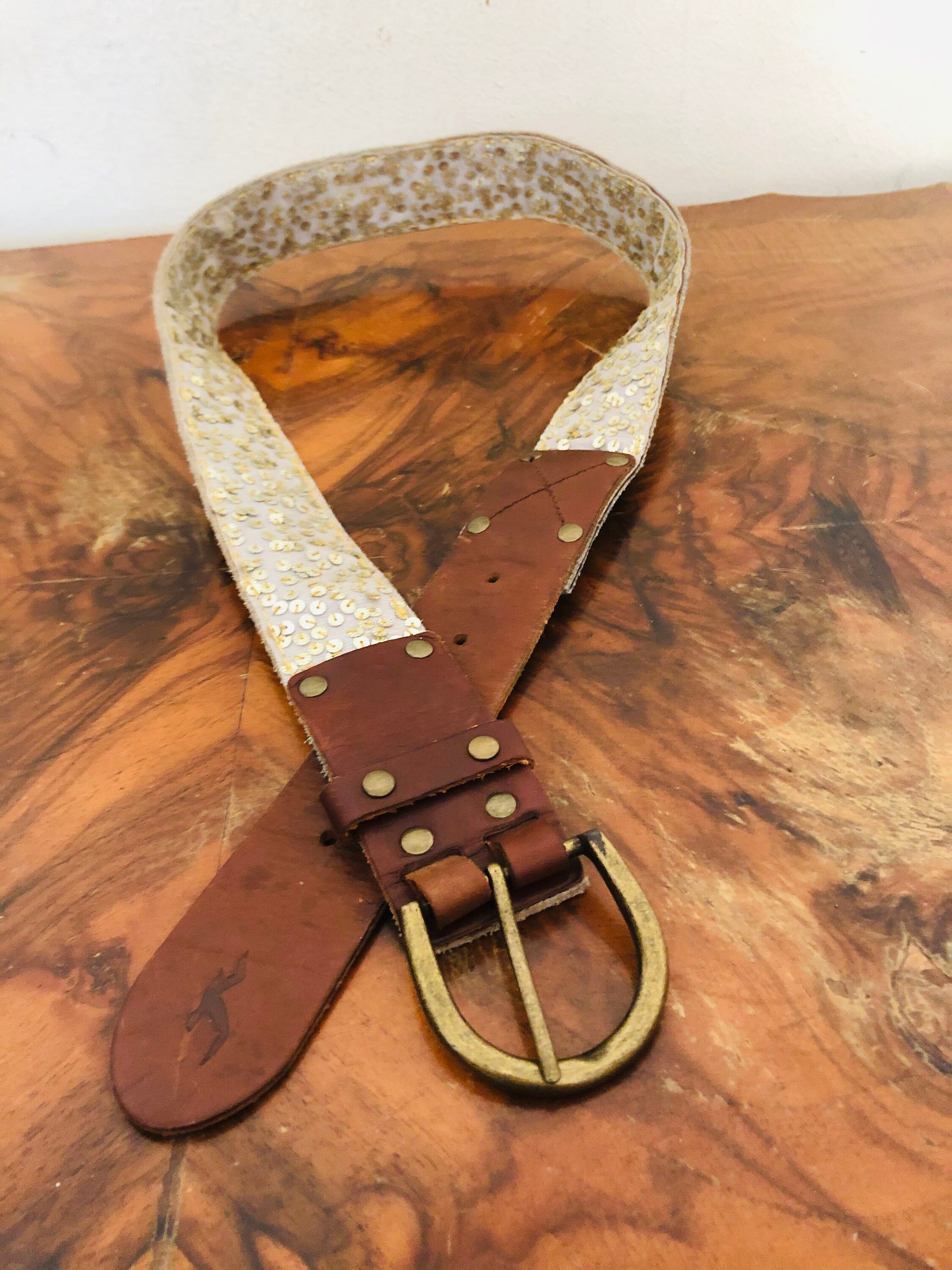Hollister Leather Belt Brown Metal Studs Wide SZ XS/S NWOT VINTAGE HOLLISTER LEATHER Belt,vintage Brown Leather Belt  main image 2