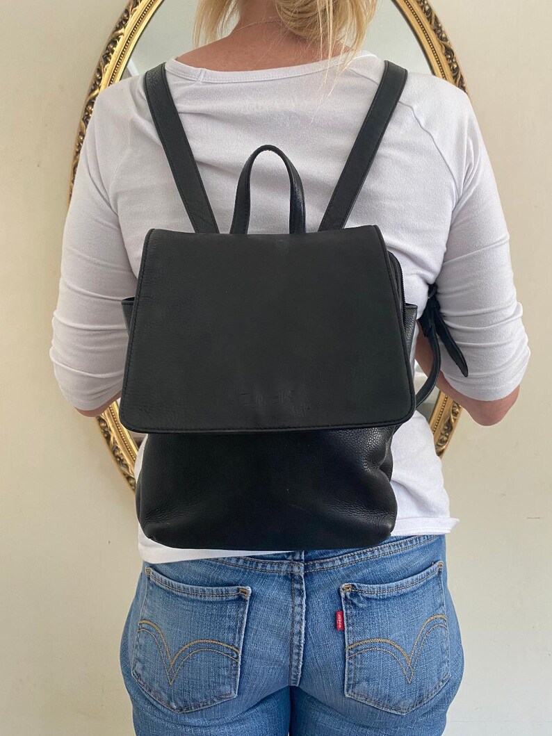 tignanello black leather backpack