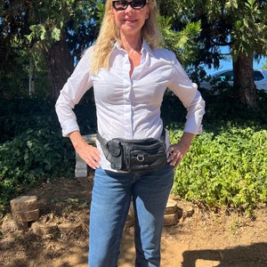 Black leather fanny pack