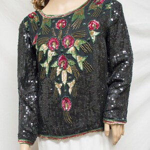 Joseph Le Bon,beaded top,1980s, 80s, Beaded ,Sequin, Women's, Medium, Blouse image 2