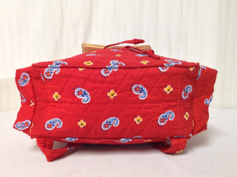 Red Paisley Drawstring Back pack Quilted Quilted backpack