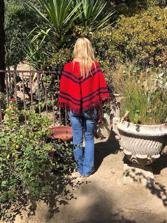 Knit poncho, poncho top,Red, Blue ,Knit, Poncho, … - image 2