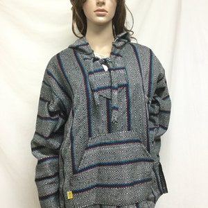 Baja Hoodie, Medium,Mexican hoodie,hooded pullover,unisex, Blue White Red Aqua Black