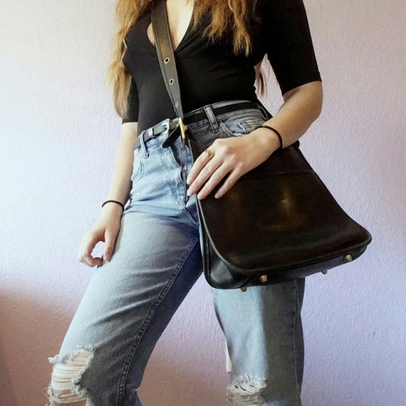 Vintage Coach 9816,Black Leather, Shoulder Bag,Coa