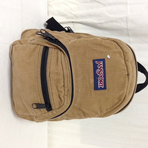 Free Ship Jansport Backpack Small Brown Corduroy Shoulder Bag