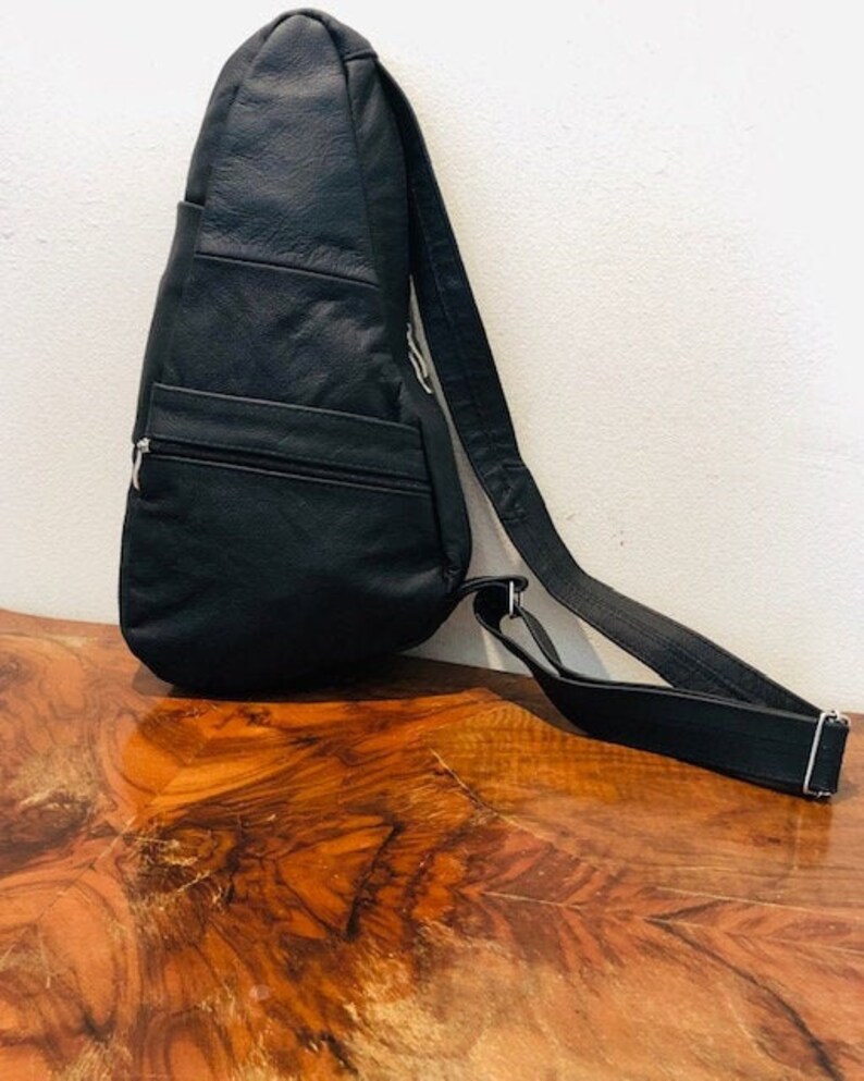 Black leather sling bag shoulder bag Made in Mexico Etsy