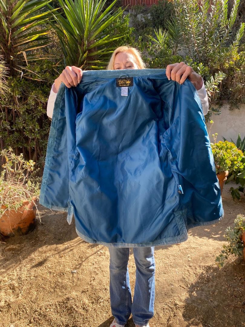 Bob Mackie Embroidered Blue Suede Leather Jacket, Coat