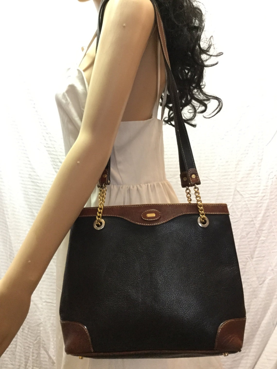 Bally Black Leather Purse Bag Shoulder Bag Brown Leather Etsy