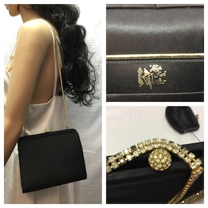 After Five, Formal Purse, bag,Black Crystal Clasp and Strap,shoulder bag, with coin purse
