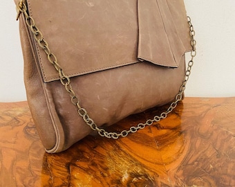 Sac à Main Furla En Cuir Marron – Vintage Authentique – Occasion – Style Porté épaule
