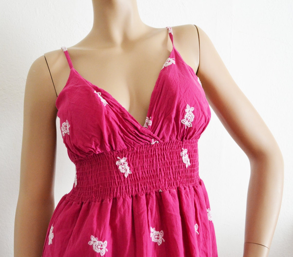 Pink Cotton Dress Pinkdress Magenta Summer Etsy