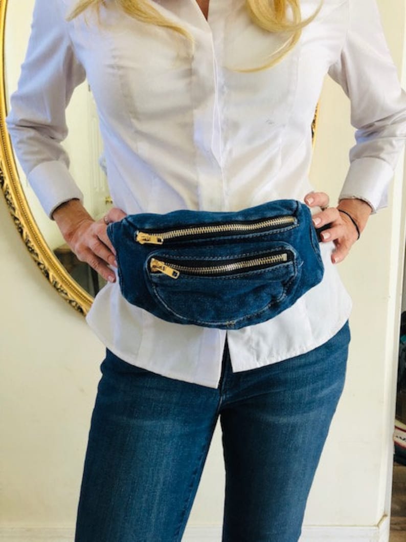 blue jean fanny pack