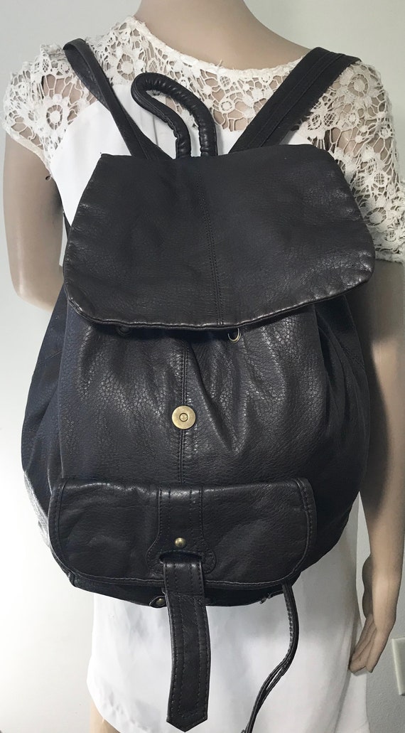 Backpack bag,Large Brown Backpack, Faux Leather Gem