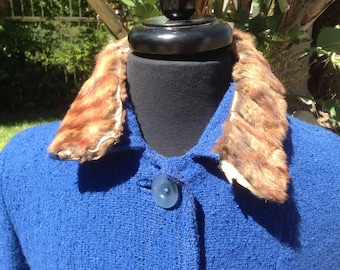 Steven Fortsmann ,Weatherbee ,Royal blue ,fur collar, Vintage ,long wool, coat,1950s, 1940s ,rare