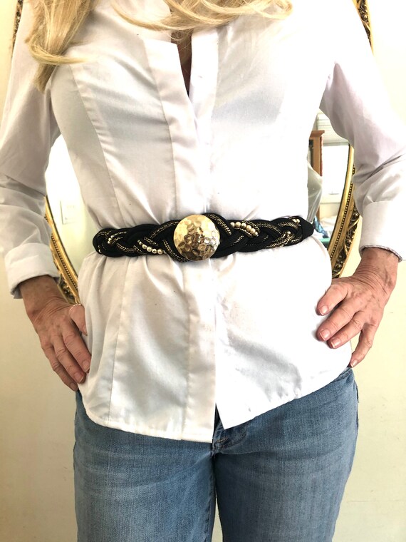 Cummerbund Belt, Black, Gold - Etsy display picture 2