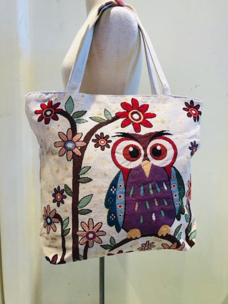 Große Eule GobelinHandtasche Tasche Canvas Tote Tasche Etsy