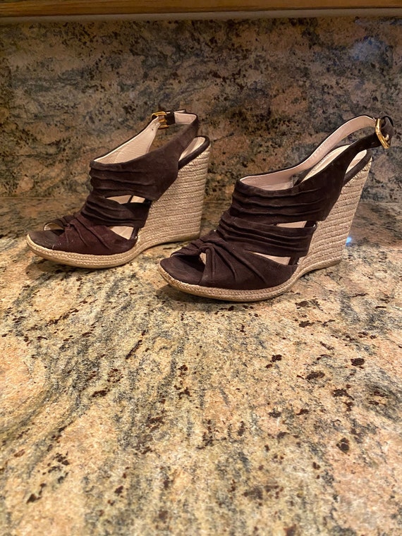 Prada sandals, brown suede leather, 38