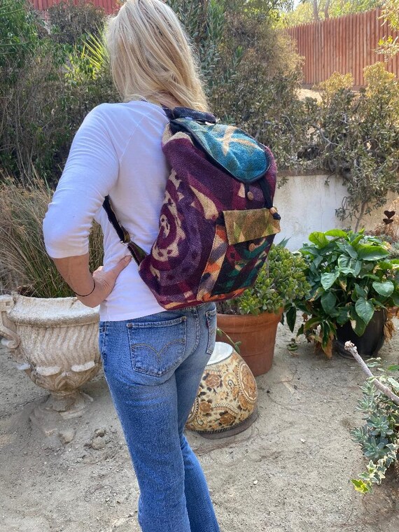 Painted Burlap, backpack bag - image 2