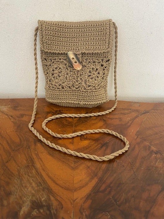 Small tan Knit purse, Purses bags, Knit Shoulder … - image 3