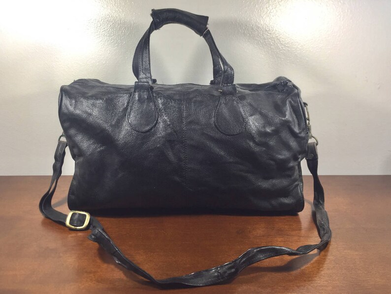 Black Leather Duffel Bag Duffle Bag Gym Bag Travel Bag | Etsy
